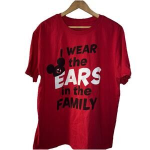 Size L - Men's Disney graphic shirt, “I wear the ears in the family”, red